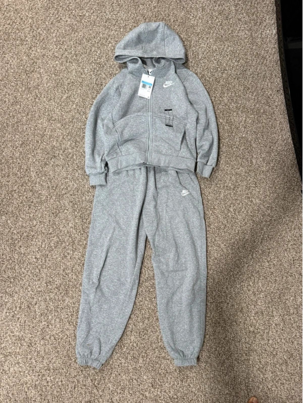 Nike Kids Gray Fleece Tracksuit Set Size M Hoodie Joggers